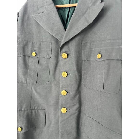 Vintage US ARMY Green Uniform Jacket Vietnam Era Men 43 Long Class A Gold Button - Picture 2 of 9
